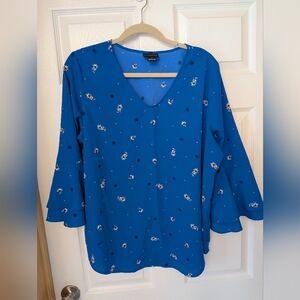 Liz Claiborne Blue Floral Blouse